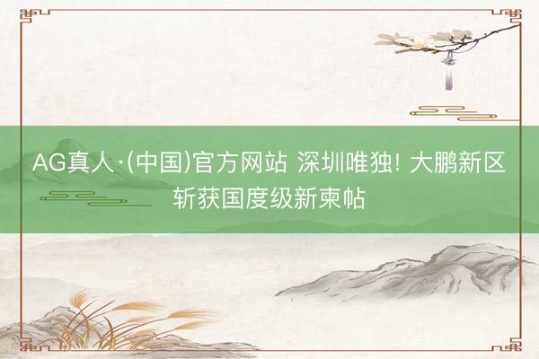 AG真人·(中国)官方网站 深圳唯独! 大鹏新区斩获国度级新柬帖