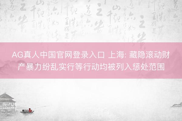 AG真人中国官网登录入口 上海: 藏隐滚动财产暴力纷乱实行等行动均被列入惩处范围