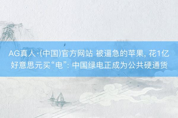 AG真人·(中国)官方网站 被逼急的苹果， 花1亿好意思元买“电”: 中国绿电正成为公共硬通货