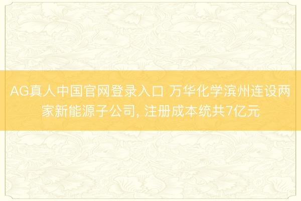 AG真人中国官网登录入口 万华化学滨州连设两家新能源子公司， 注册成本统共7亿元