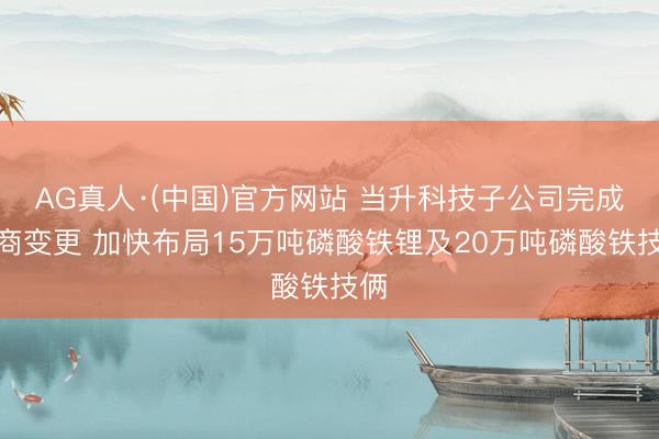 AG真人·(中国)官方网站 当升科技子公司完成工商变更 加快布局15万吨磷酸铁锂及20万吨磷酸铁技俩